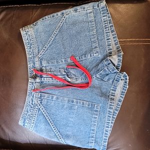 GAP Old-Skool Denim Shorty Shorts w/Red Tie Front Sz. 2 *PERFECT*